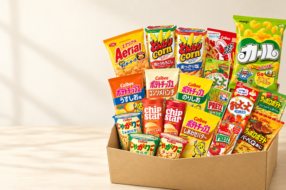 アイムロワのスナック菓子アソートの商品画像をもとに制作したイメージ